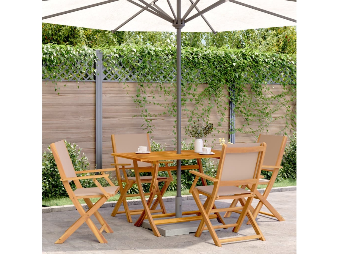 Sillas de jardín plegables DKD Home Decor de 4 piezas, tela/madera, gris parduzco