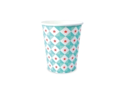 8 Vasos De Cartón 25 Cl - Geométricos Con Estrellas Azules