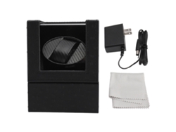 Caja de cuerda automática para reloj, piel sintética negra, movimiento silencioso