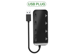 Estación de acoplamiento Yizhood USB 3.0 Hub Slim 4 puertos USB 3.0 de alta velocidad USB negro