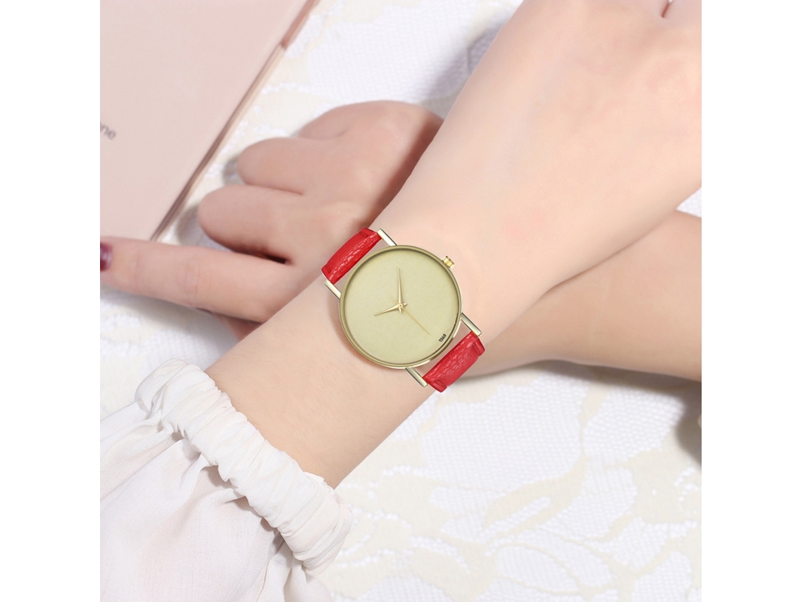 Elegante Reloj De Pulsera Unisex De Cuarzo, Moderno E Informal (rojo)