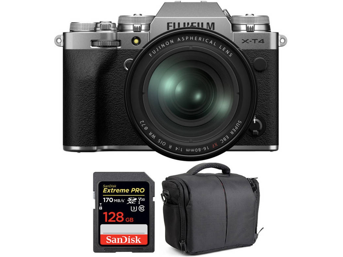 Kit Cámara X-T4 Plateado + SanDisk 128 GB Bolsa (APS-C) | Worten.es