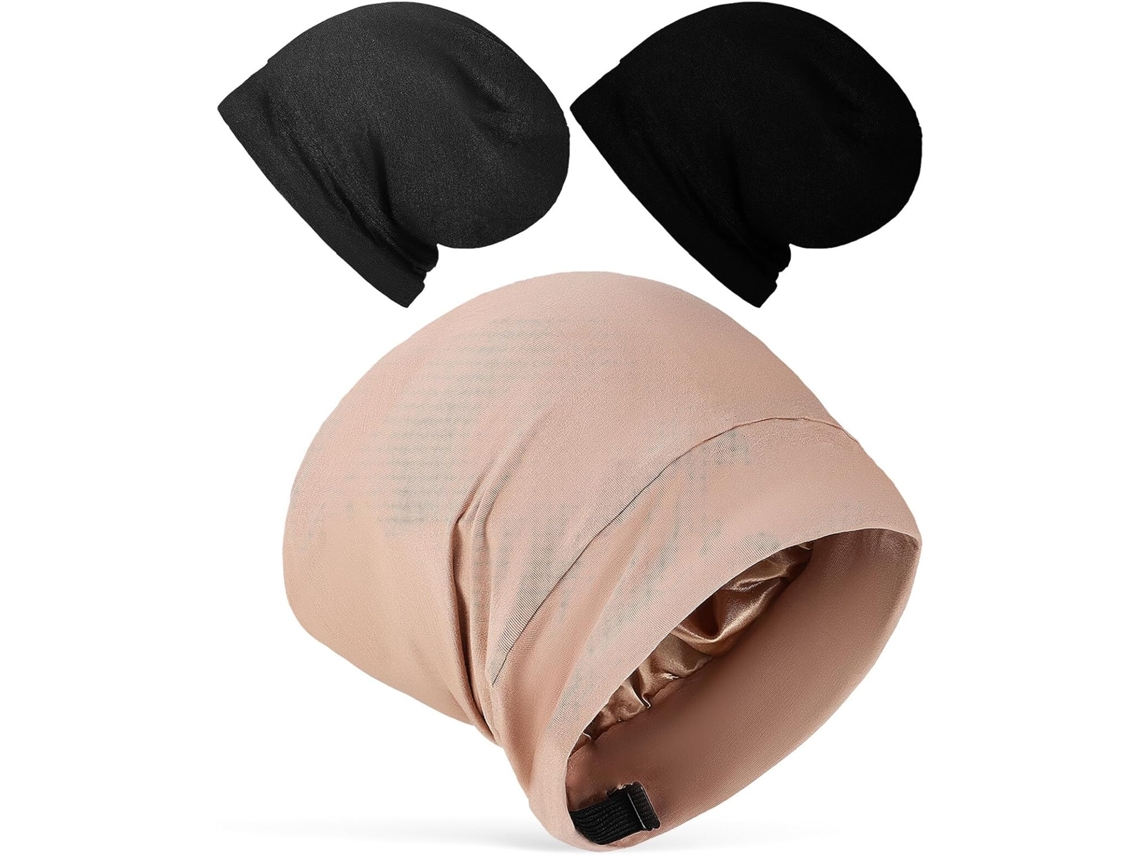 Conjunto De 3 Gorros De Satén Para El Cabello, Gorros De Noche Para Dormir Con Cabello Largo.