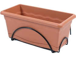 Jarrón PLASTIKEN con Placa Integrada para Balcon 40X24Cm + Soporte Terracota