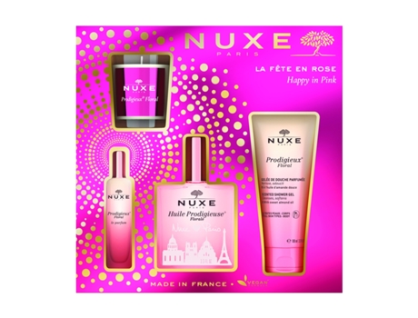 Nuxe - Conjunto de gel de banho Florale + Huile Prodigieuse + Crème Prodigieuse Boost + Vela 4 unidades