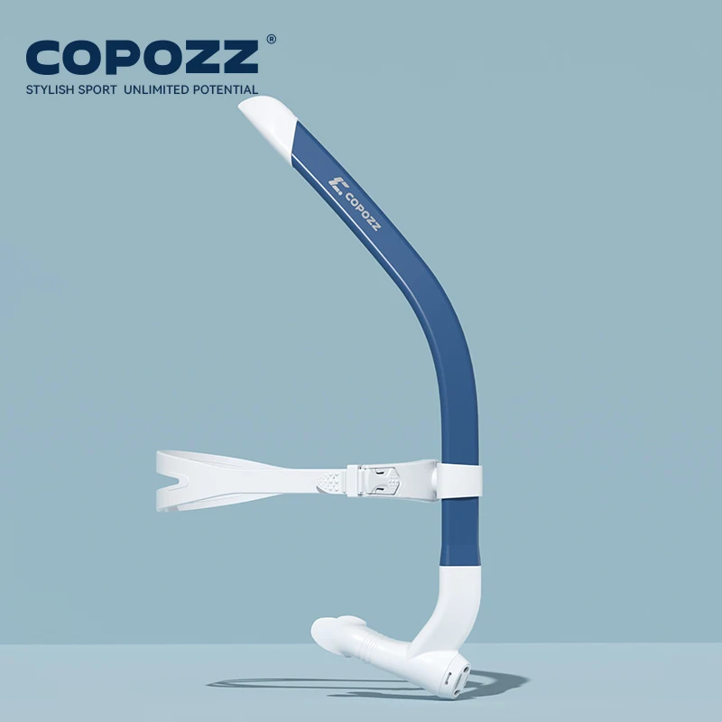 (azul) Tubo Respiratorio De Entrenamiento Para Natación De Montaje Frontal, Boquilla De Silicona, Adecuado Para Adolescentes.