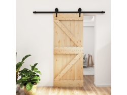 Puerta corrediza | Puerta corredera con herrajes 85x210 cm madera maciza de pino Wsd321050 Lovely Home