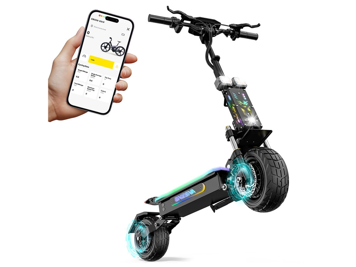 Patinete Eléctrico Todoterreno Fengqs Gt7 Motor Doble 5600w Batería 60v 27ah Velocidad Máxima 80km/h Ruedas De 11" Plegable