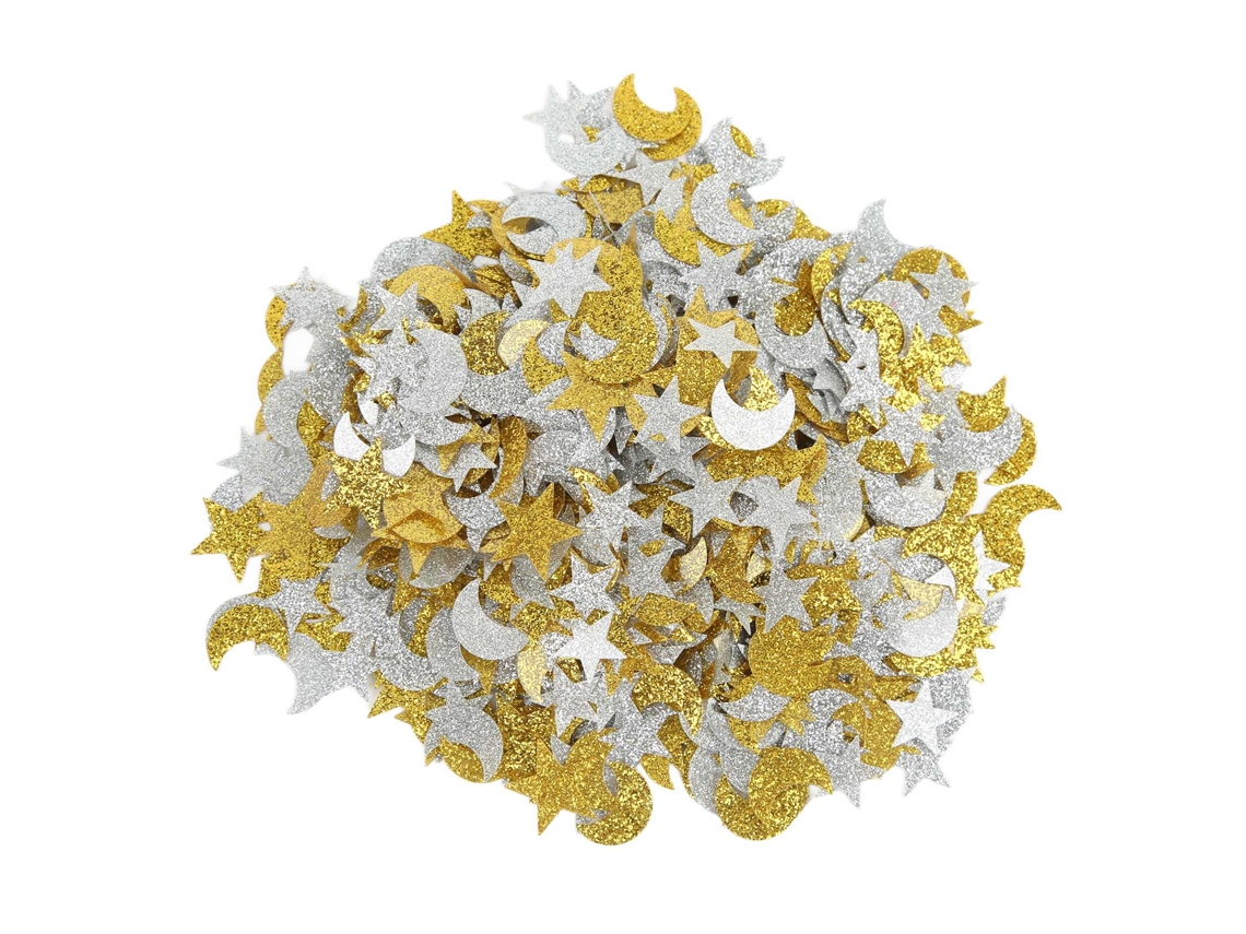 2 Bolsas De Confeti De Luna Y Estrella, De Plástico Hecho A Mano, Para Decoración De Fiestas, 100 G