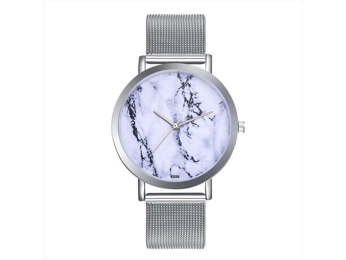 Reloj De Pulsera Casual Para Hombres Y Mujeres Analógico Correa De Malla Plata