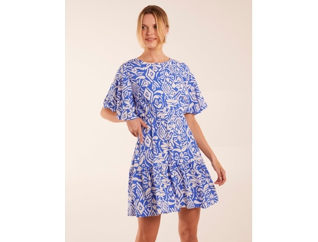 Vestido de Mujer BLUE VANILLA Crew Neck Aztec Viscosa Azul (L)