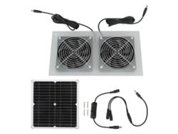 Ventilador De 15 W Con Doble Panel Solar, Ip65, Para Cobertizos, Invernaderos Y Establos.