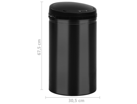 vidaXL Cubo de basura con sensor automático 40L acero al carbono negro