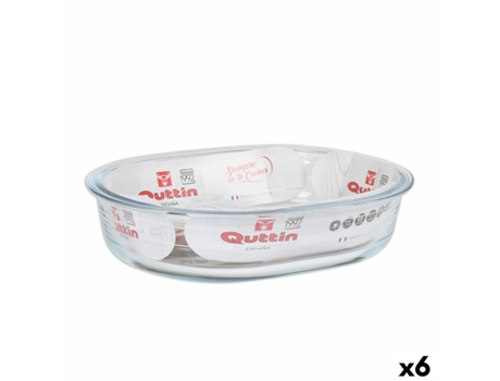 Fuente para Horno QUTTIN Vidrio Ovalado 1,5 L 23,7 x 18,8 cm (6 Unidades)