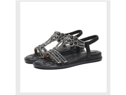 2026-sandalias De Verano Para Mujer, Zapatos De Playa Bohemio Con Cristales, Casual Antideslizantes (negro)