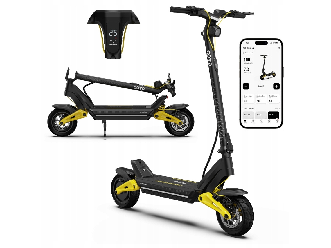 Patinete eléctrico Ootd S10 con motor de 1400 W, batería de 48 V y 20 Ah, velocidad máxima de 55 km/h, neumáticos todoterreno de 10 pulgadas y app.