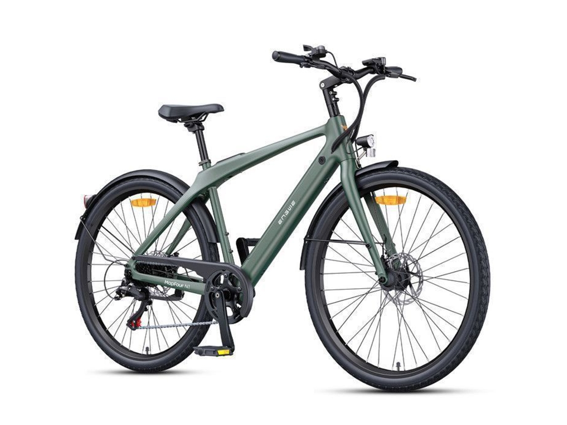 Bicicleta eléctrica de fibra de carbono Engwe N1 Air, 36 V, 10 Ah, 250 W, 25 km/h, 100 km, color verde