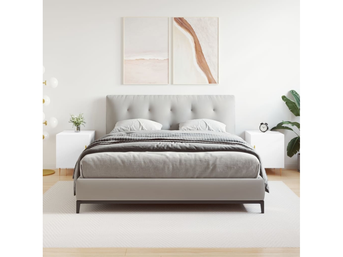 Mesita de noche (2 unidades, 40 x 40 x 50 cm), madera blanca, DKD HOME DECOR