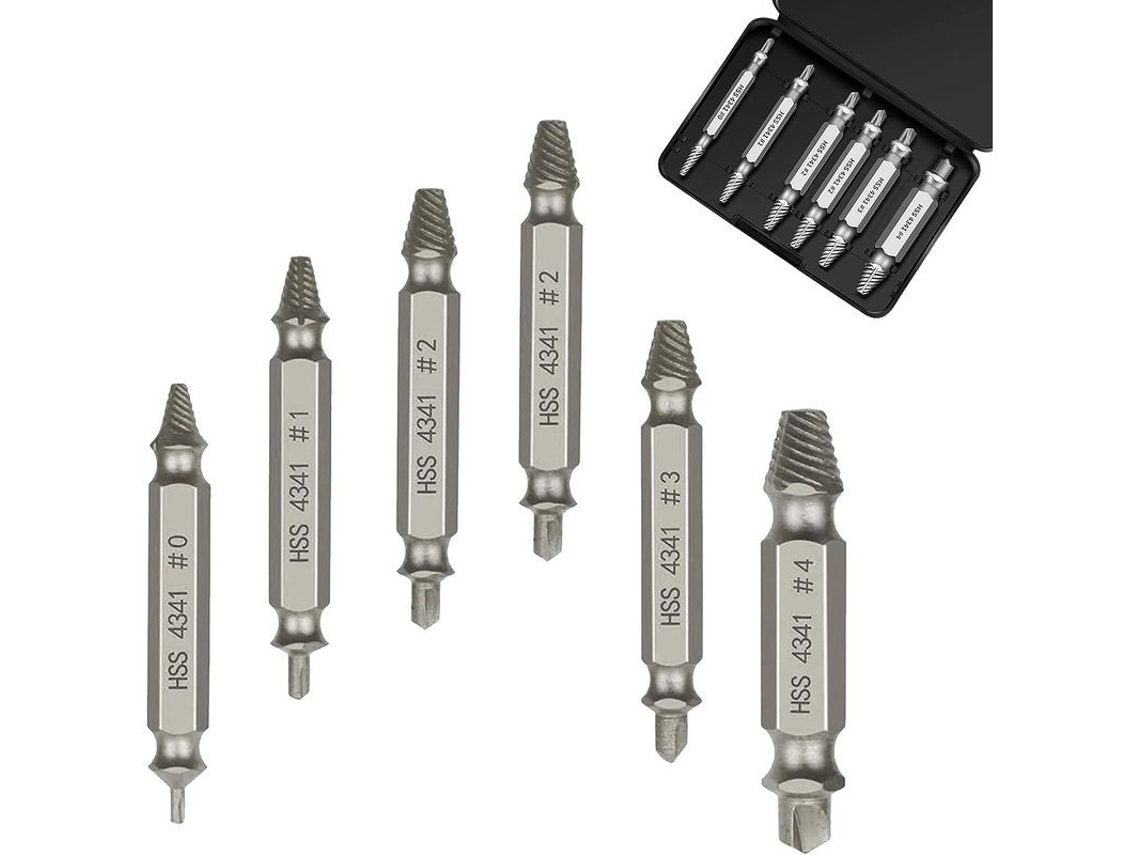 2026-set De Extractores De Tornillos Dañados Hss 4341, 6 Piezas, Para Tornillos Y Pernos Dañados, Plateado