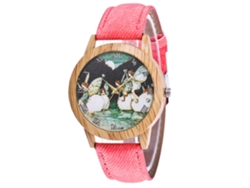 Reloj De Pulsera Casual De Cuarzo Con Correa Vaquera Rosa Zhoulianfa