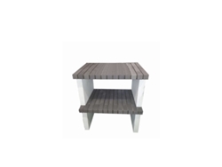 Módulo banco CAMPING - Módulo banco simple, de ladrillo gris y hormigón pintado de blanco - 79,5x57x86cm NESH