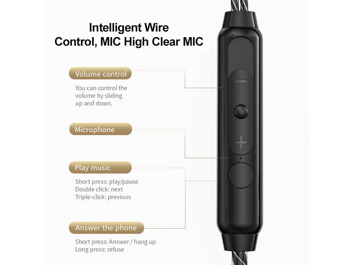 Fones De Ouvido Intra-auriculares Com Fio Qkz Hifi Mic Controle De Linha Design Ergonômico Compatível Com Smartphones
