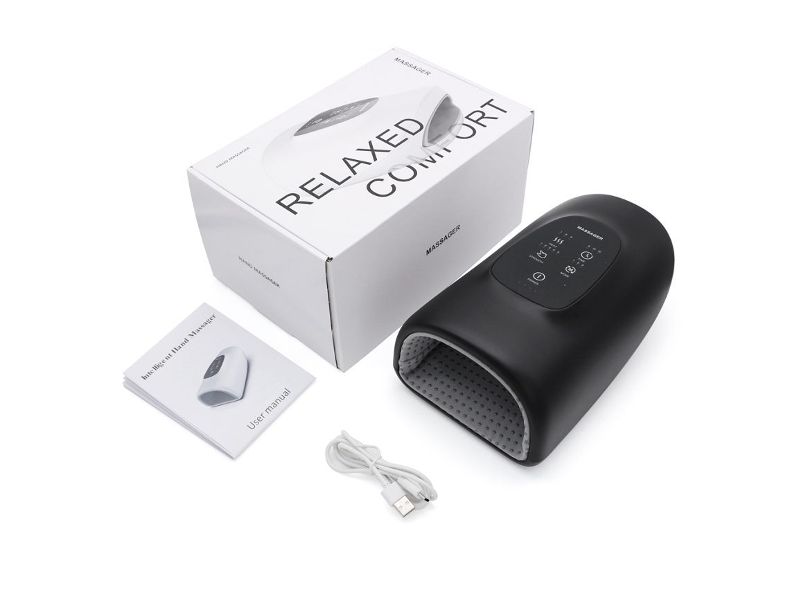 Masajeador De Manos Eléctrico (negro), Tres Modos: Compresión De Airbag, Vibración Y Terapia De Calor.