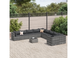 Conjunto de sofás de jardín de 11 piezas DKD Home Decor con cojines de mimbre gris