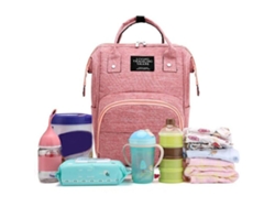 VVJIJILLY Bolsa De Fraldas Completa Para Cuidados Com O Bebê, Ideal Para Uma Criação Sem Esforço, Rosa, Tecido Oxford Impermeável, Uso Em Vários Cenários, Elega