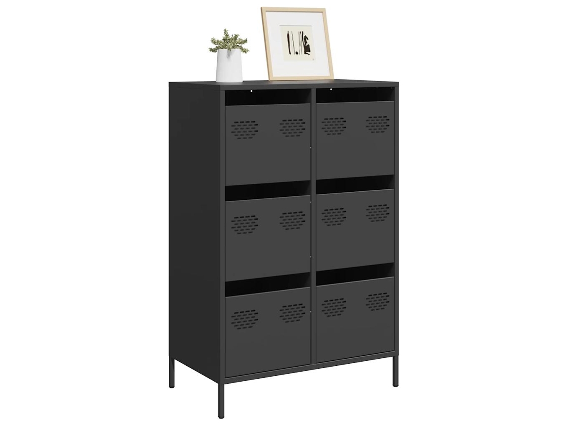 Aparador | Mueble De Comedor | Buffet Acero Negro 68x39x101,5 Cm Wsd84818