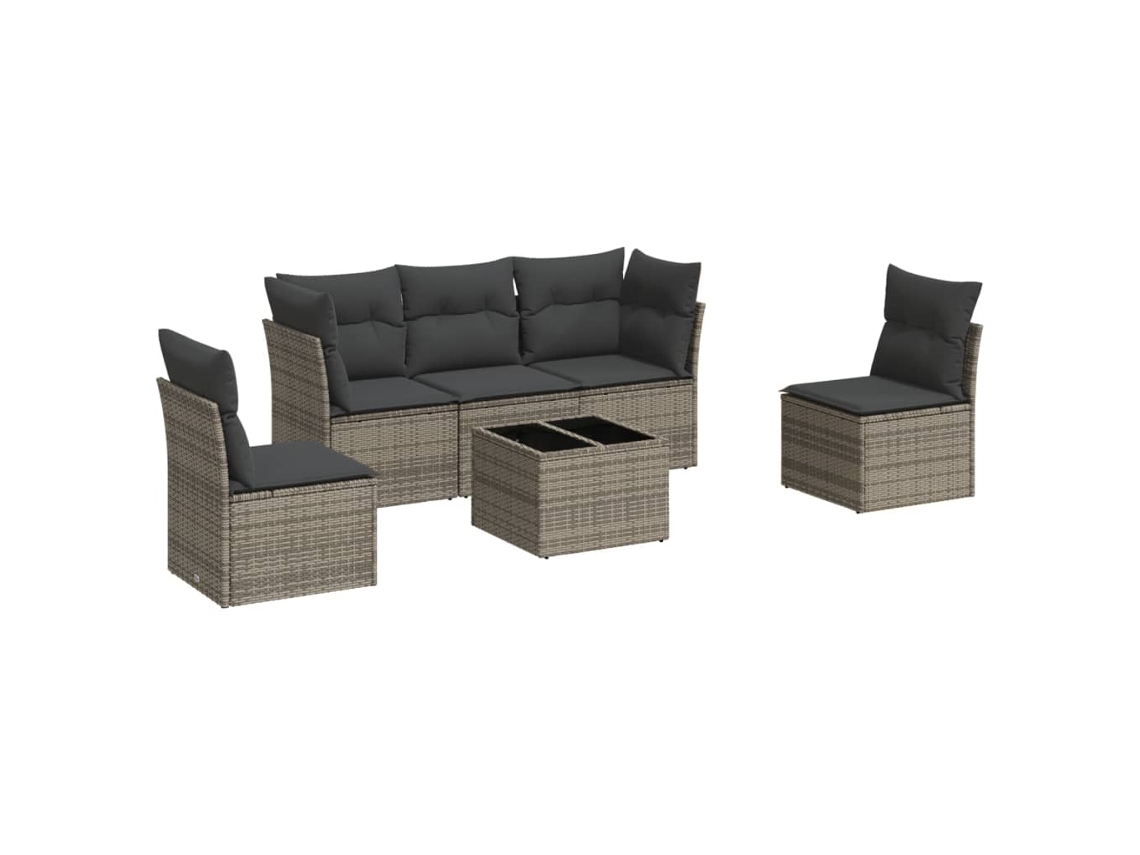 Maison Exclusive - Set De Muebles De Jardín 6 Pzas Y Cojines Ratán Sintético Gris