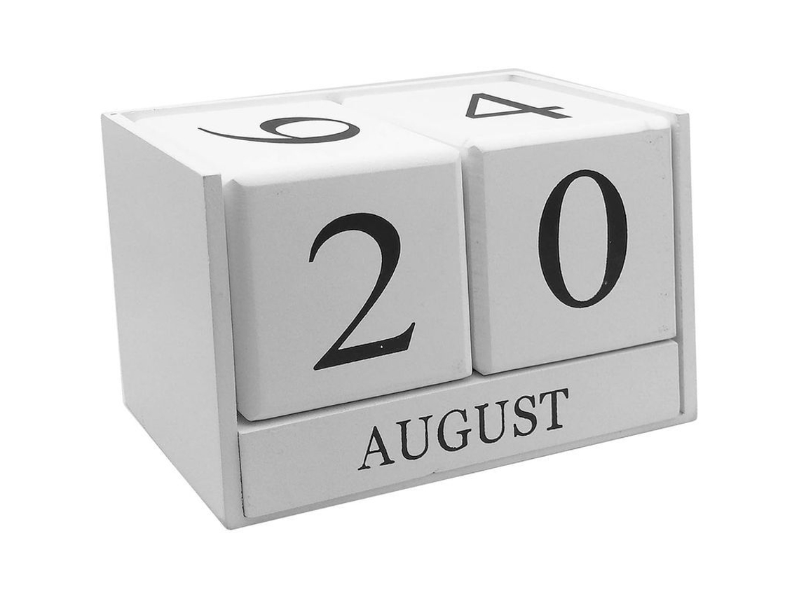 Calendario Perpetuo De Madera Para Escritorio - Decoración Para Oficina Y Hogar (blanco)