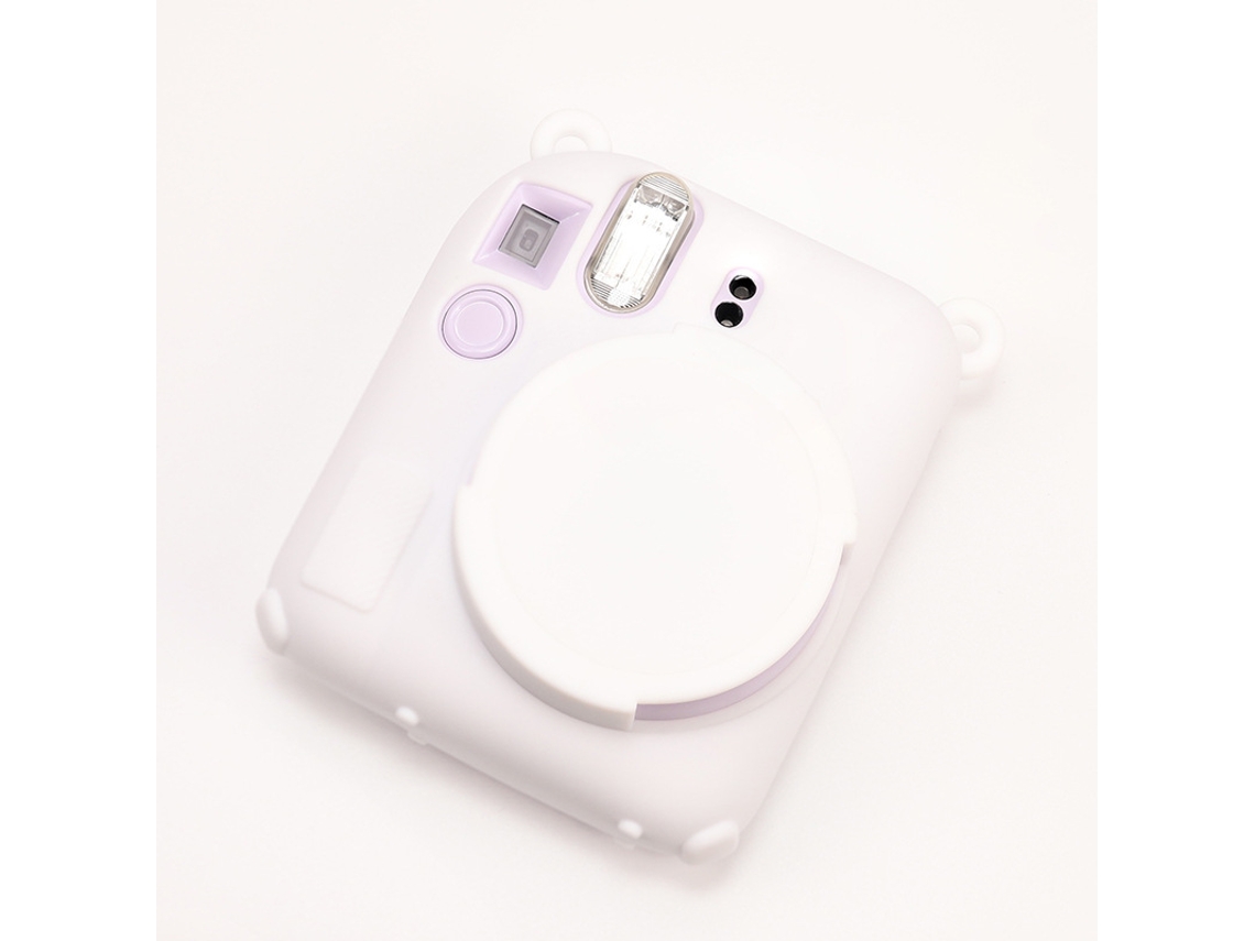 Estuche Eifson para Instant Mini 12, cubierta de goma suave con protector de lente extraíble y correa de muñeca (blanco)