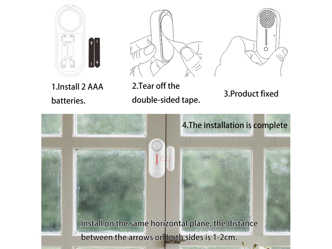 Sensor Inteligente Wifi Para Puertas Y Ventanas Tuya Con Monitoreo Remoto Y Doble Alarma.