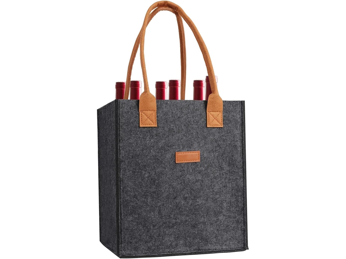 Bolsa de fieltro Slowmoose para 6 botellas de vino, de viaje, reutilizable.