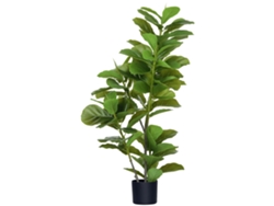 Planta artificial de ficus, 110 cm de altura, con 90 hojas, musgo y maceta para uso interior y exterior, color verde. VELTUS TRADING