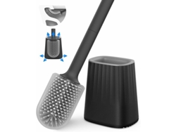 Juego De Cepillo De Inodoro De Silicona, Con Soporte De Pared Y De Pie, Negro.
