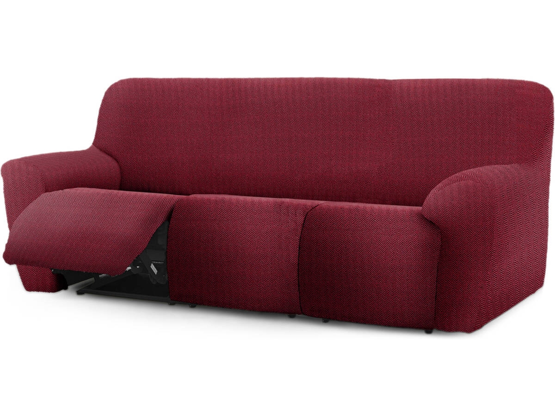 Funda de Sofá Relax Extensible 3 Plazas x 3 EYSA Premium Jaz Tejido Multielástico (200-260 cm - Poliéster y Algodón - Burdeos)