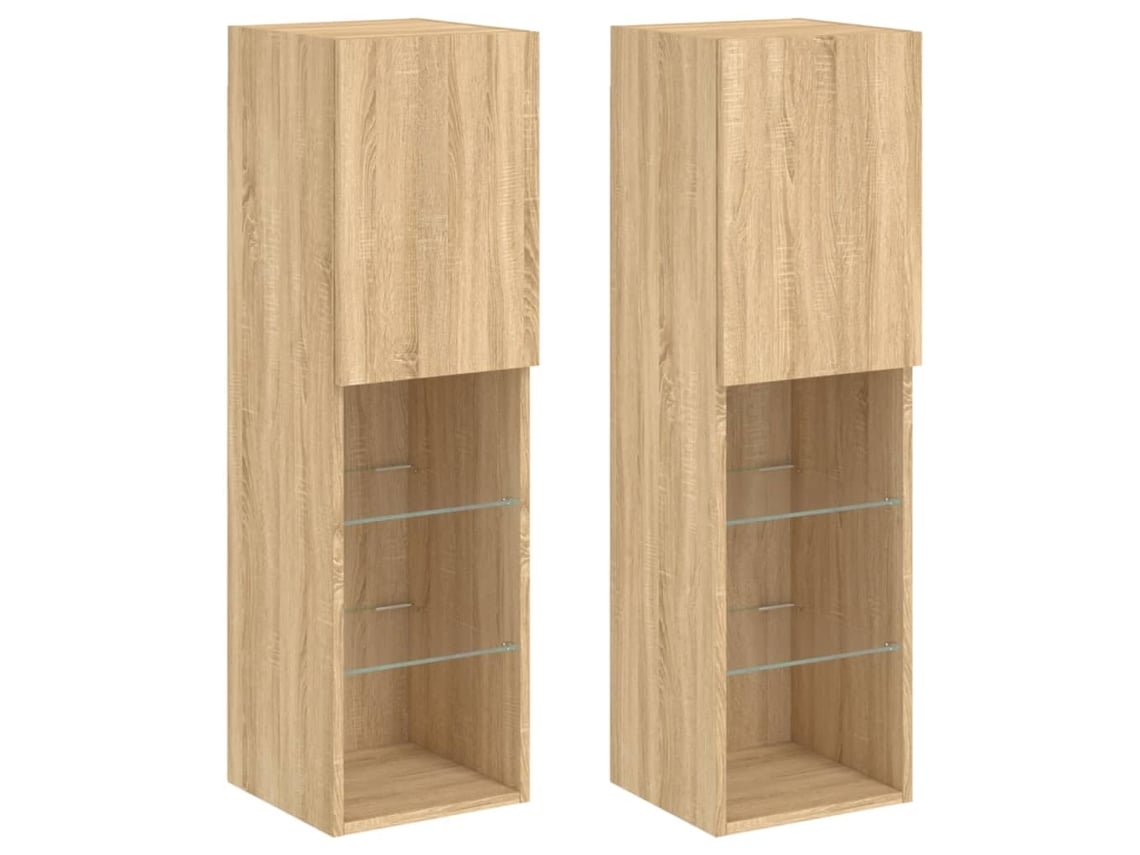 Conjunto 2 Muebles de TV VIDAXL con luces LED roble Sonoma (30.5 x 30 x 102 cm)