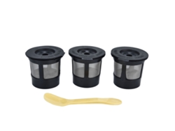 Vaso De Filtro De Café Reutilizable Con Cuchara Para Cápsulas, Compatible Con Máquinas De Café, Acero Inoxidable, Abs.