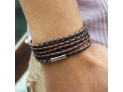 Conjunto De 2 Pulseras De Cuero Vintage Con 5 Vueltas Y Dijes Para Hombre.