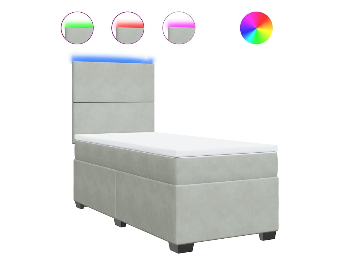 Maison Exclusive - Cama Box Spring Con Colchón Terciopelo Gris Claro 100x200 Cm