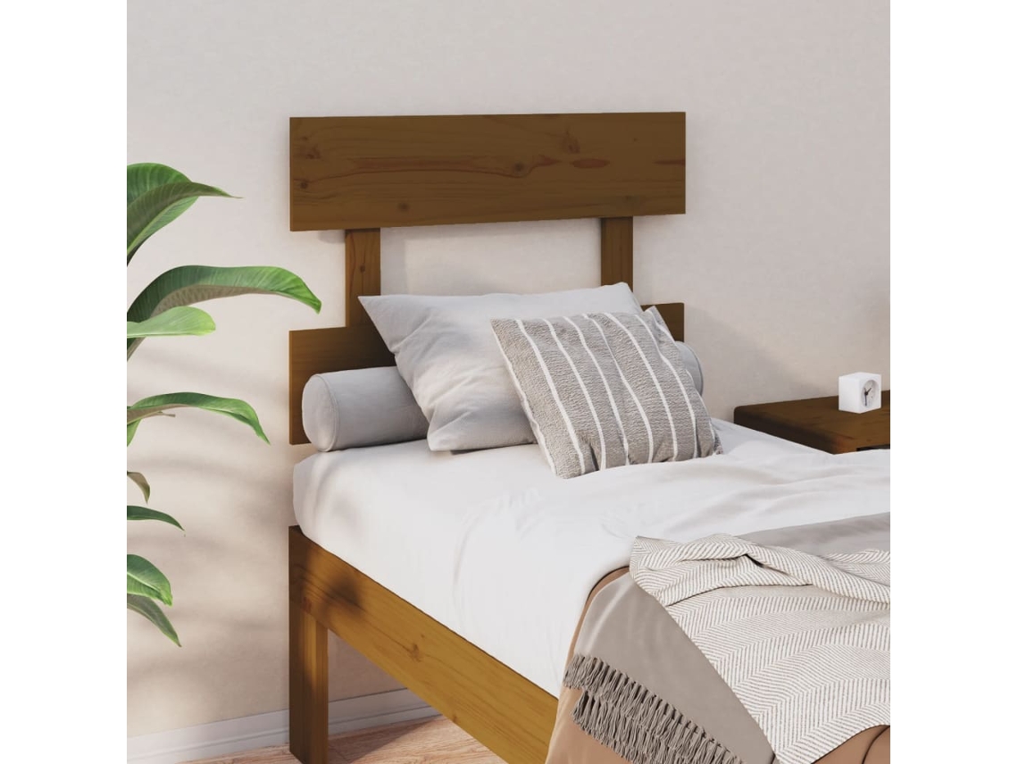 Cabecero De Cama Madera Maciza De Pino Marrón Miel 93,5x3x81 Cm