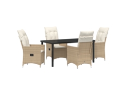 Conjunto de comedor de jardín VidaXL de 5 piezas con cojines en ratán polímero beige