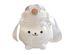 Botella De Agua De Plástico Con Diseño De Panda, 1000 Ml, Con Pajita Y Correa Para Que Los Niños Beban A Diario - Blanco Transparente
