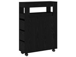 Maison Exclusive - Juego De Muebles De Baño Con Rueda Roble Negro 65 X 23 X 87 Cm
