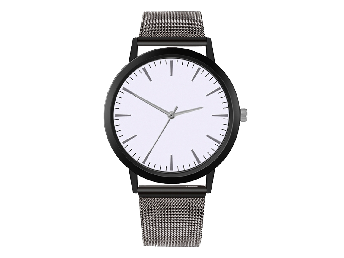 Reloj De Pulsera Analógico Con Correa De Malla, Movimiento De Cuarzo Sencillo Y Elegante, Para Uso Profesional Y Cotidiano (acero + Blanco)