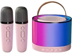 Mini Máquina De Karaoke Rosa Con 2 Micrófonos (micrófonos Adicionales No Incluidos), Altavoz Bluetooth Portátil