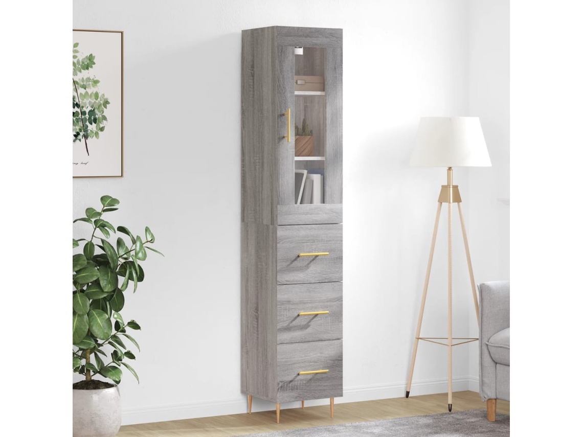 Aparador Alto Madera Contrachapada Gris Sonoma 34,5x34x180 Cm
