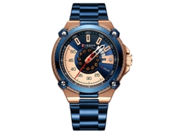 Reloj MDUG para hombre, resistente al agua, con calendario, indicador de día de la semana, brazalete de acero inoxidable, color azul.